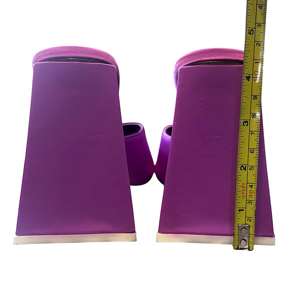 Satin Square Toe Triangular Pyramid Block Heels M… - image 8